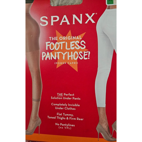 SPANX Footless Pantyhose (Power Capri) Black Size A - Picture 1 of 2